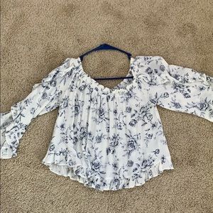 flower over the shoulder blouse